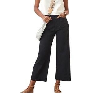 Anthropologie Maeve Colette black linen blend patch pocket crop pants size 18W
